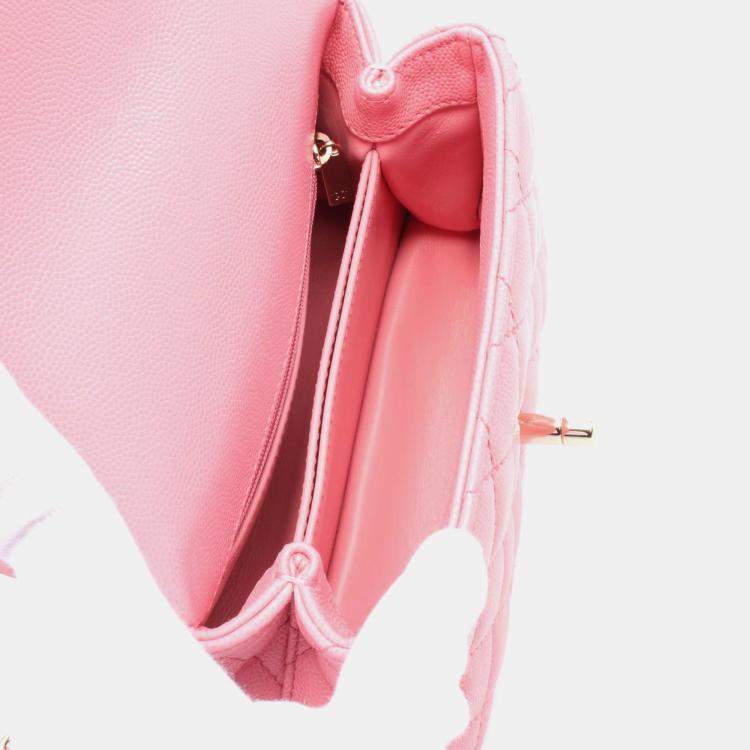 Pre Owned Chanel Coco Xxs Top Handle Matelasse 2Way Hand Crossbody Bag Leather