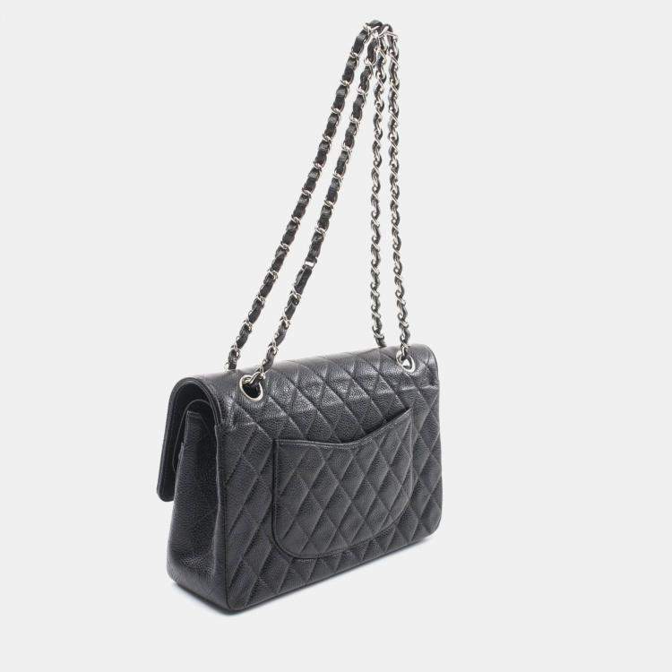 Pre Owned Chanel Matelasse W Flap Chain Shoulder Bag Leather Black