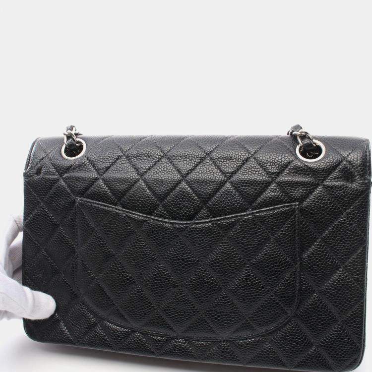 Pre Owned Chanel Matelasse W Flap Chain Shoulder Bag Leather Black