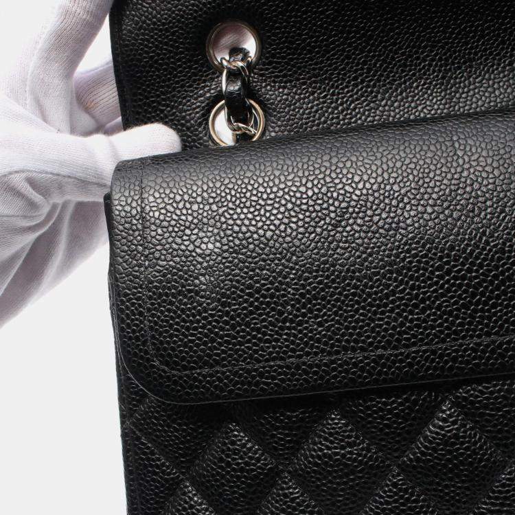 Pre Owned Chanel Matelasse W Flap Chain Shoulder Bag Leather Black