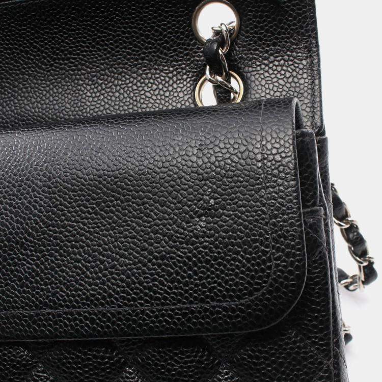 Pre Owned Chanel Matelasse W Flap Chain Shoulder Bag Leather Black