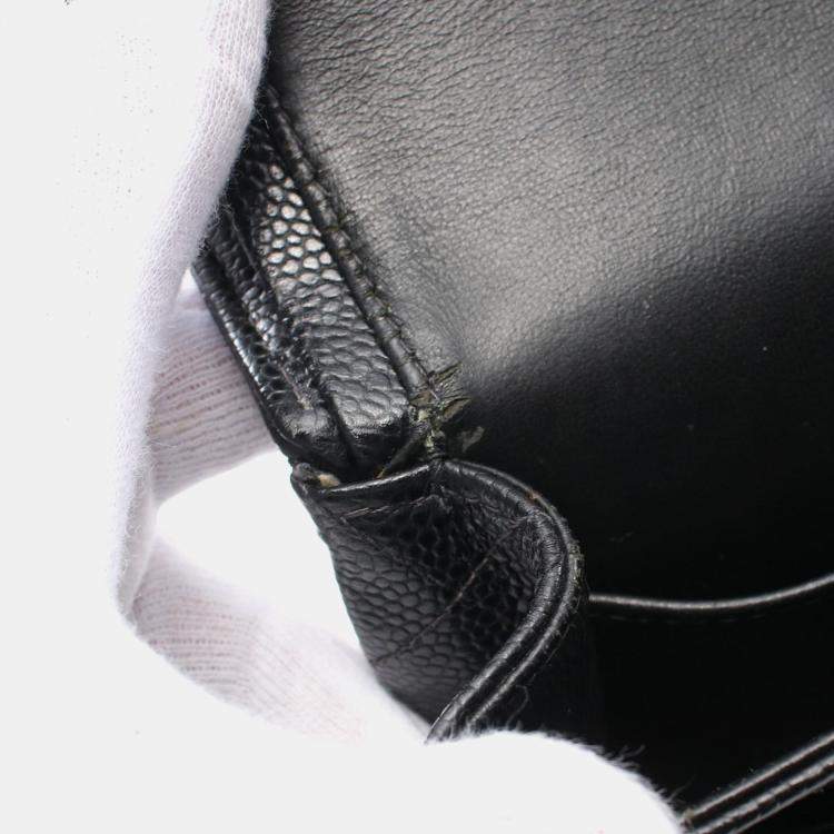 Pre Owned Chanel Matelasse W Flap Chain Shoulder Bag Leather Black