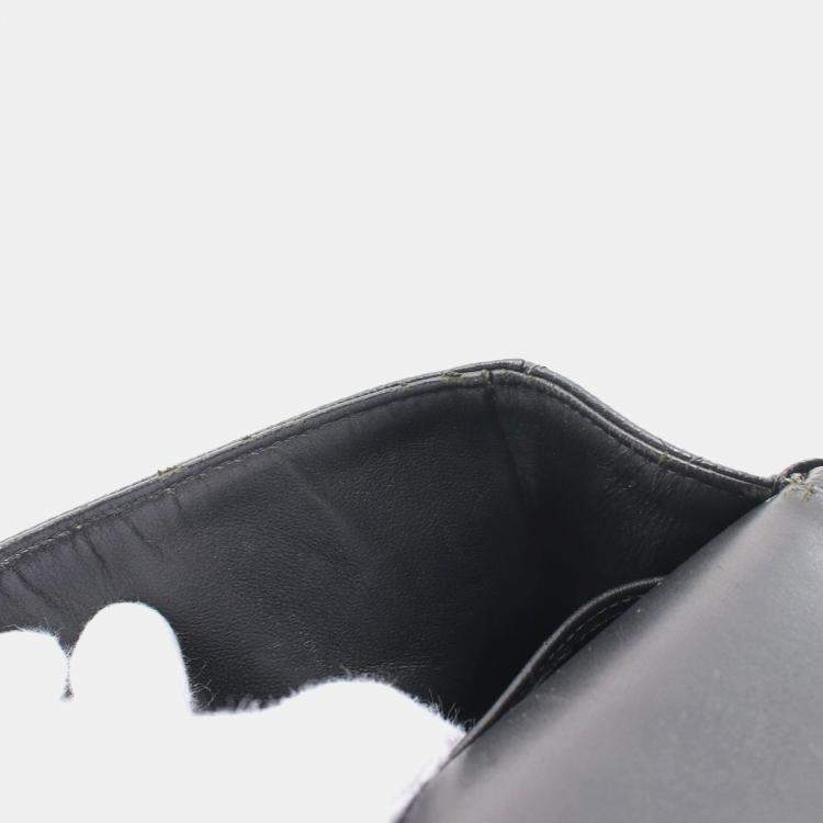 Pre Owned Chanel Matelasse W Flap Chain Shoulder Bag Leather Black