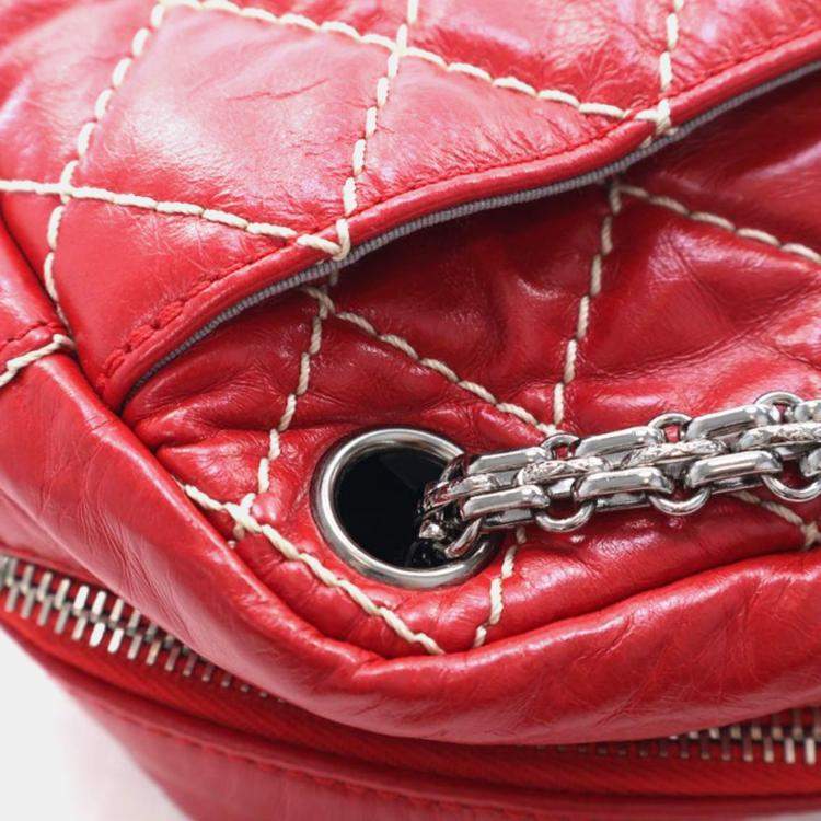 Pre Owned Chanel Medium Shiny Red Calfskin Reissue Camera Bag