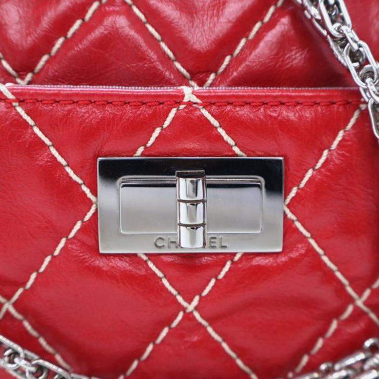 Pre Owned Chanel Medium Shiny Red Calfskin Reissue Camera Bag