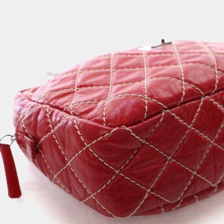 Pre Owned Chanel Medium Shiny Red Calfskin Reissue Camera Bag