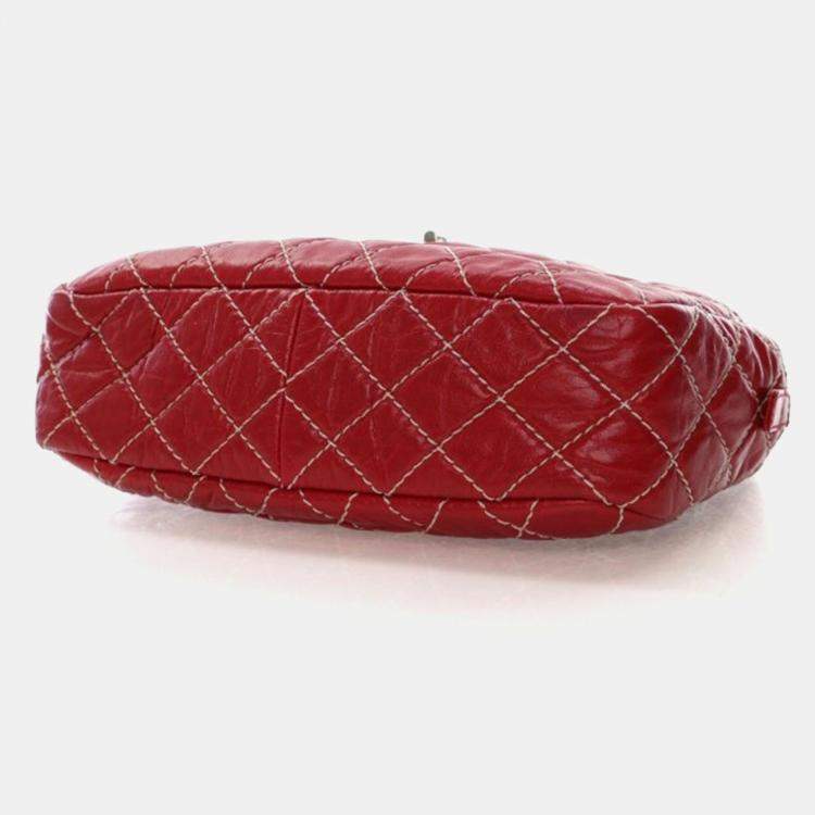 Pre Owned Chanel Medium Shiny Red Calfskin Reissue Camera Bag