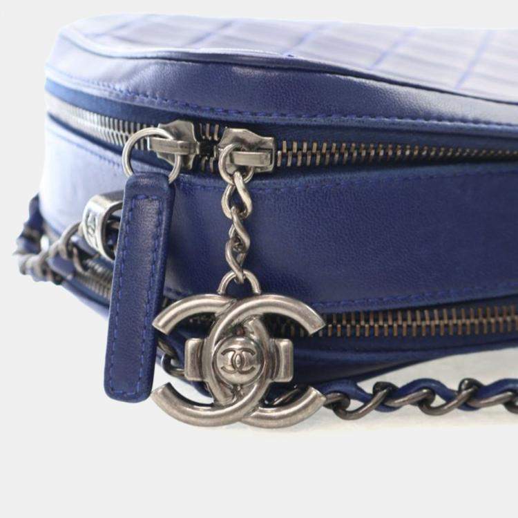 Pre Owned Chanel Navy Blue Lambskin Coco Boy Camera Bag