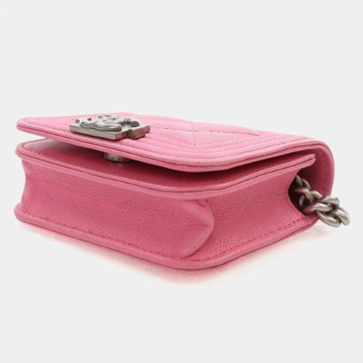 Pre Owned Chanel Mini Pink Caviar Boy Belt Bag