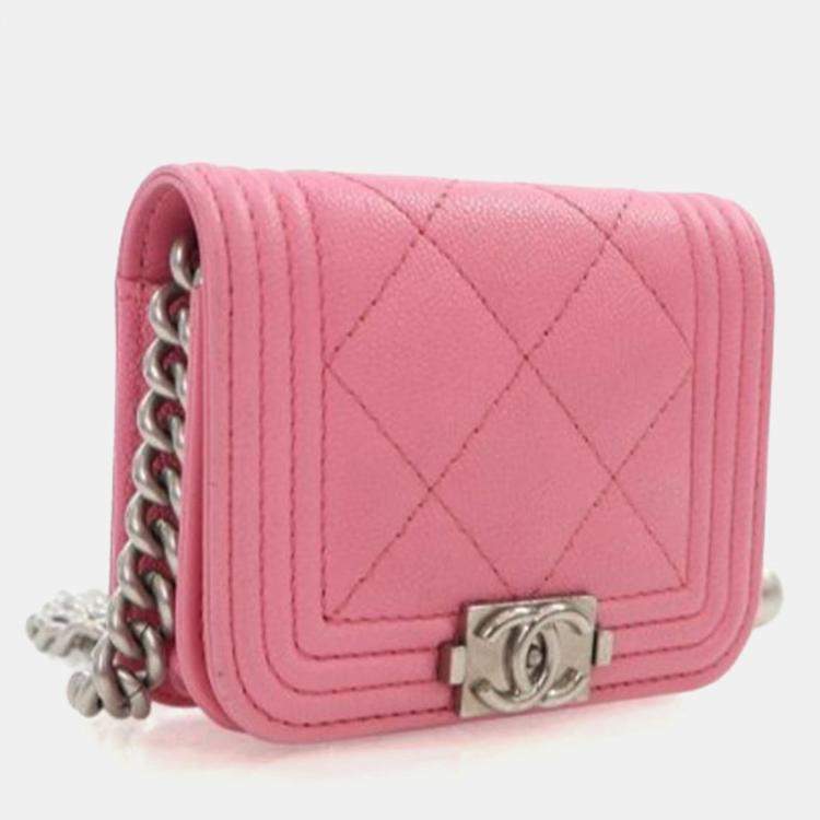 Pre Owned Chanel Mini Pink Caviar Boy Belt Bag