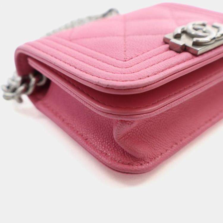 Pre Owned Chanel Mini Pink Caviar Boy Belt Bag