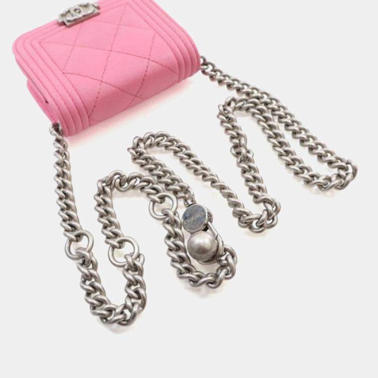 Pre Owned Chanel Mini Pink Caviar Boy Belt Bag