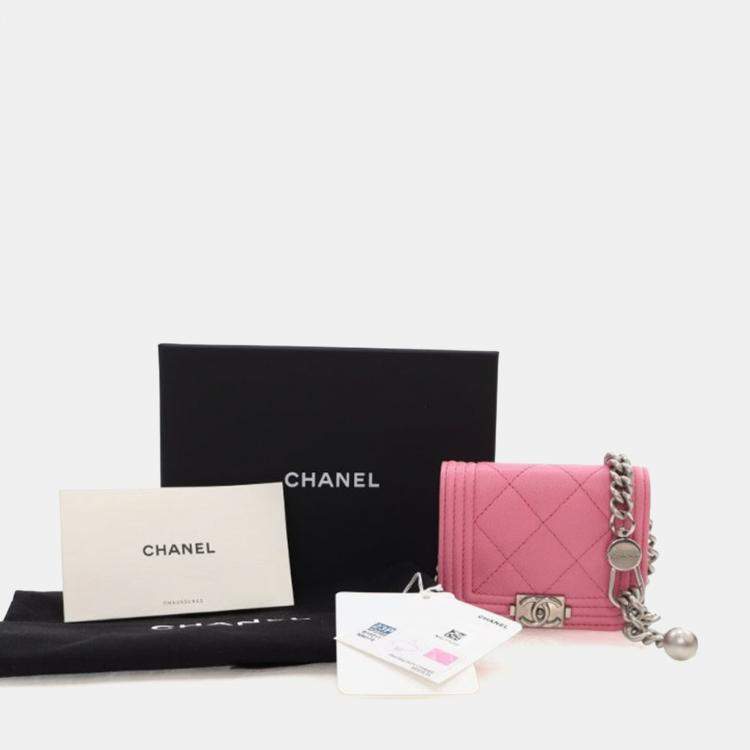 Pre Owned Chanel Mini Pink Caviar Boy Belt Bag