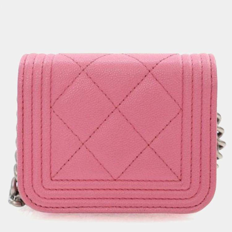 Pre Owned Chanel Mini Pink Caviar Boy Belt Bag
