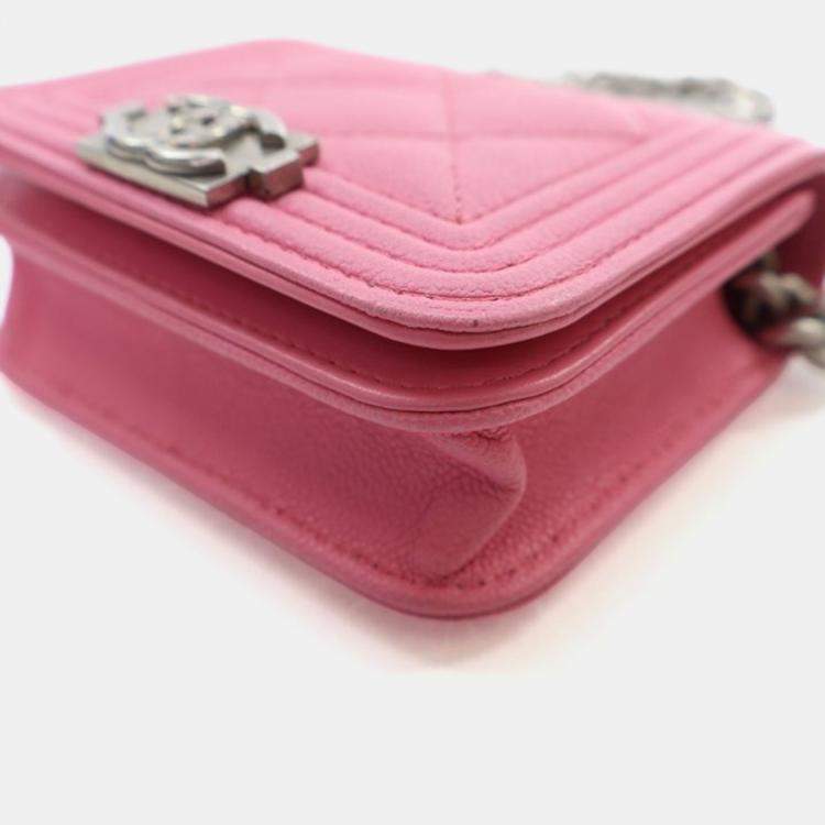 Pre Owned Chanel Mini Pink Caviar Boy Belt Bag