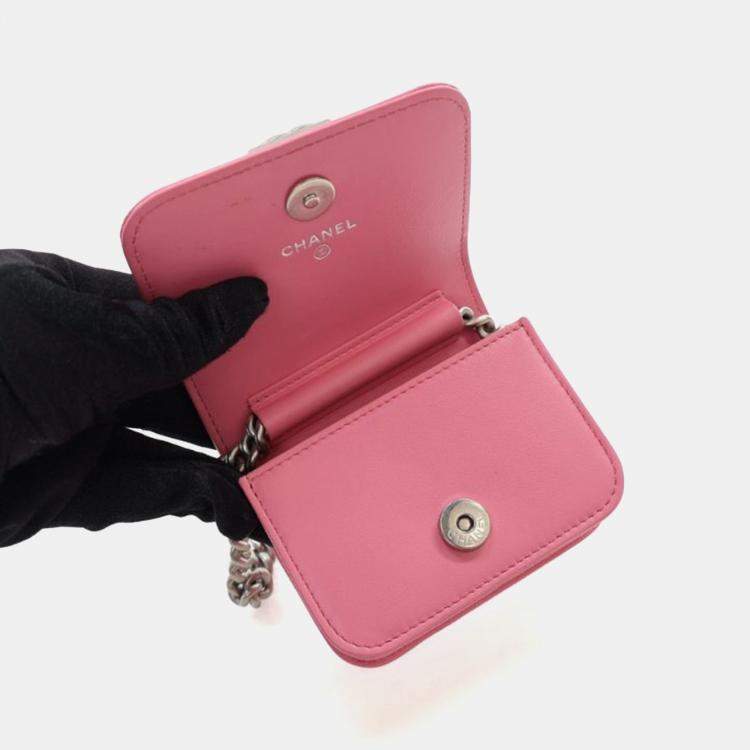 Pre Owned Chanel Mini Pink Caviar Boy Belt Bag