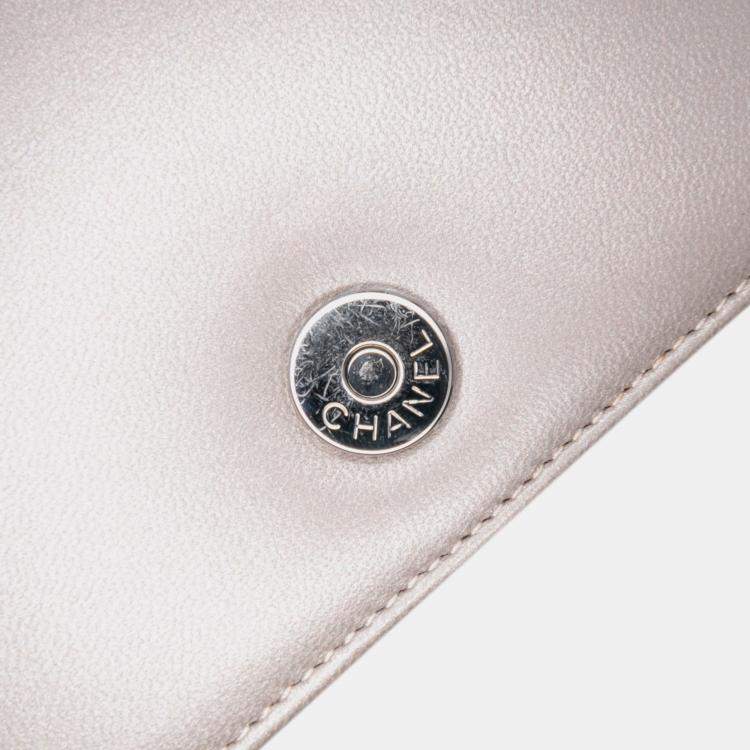 Pre Owned Chanel Small Lambskin Chocolate Bar CC Piercing Studded Chain Flap Shoulder Bag