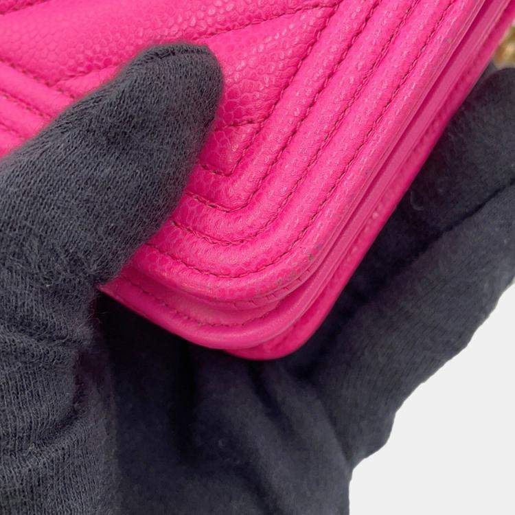 Pre Owned Chanel Chain Wallet Boy Chevron Coco Mark V Stitch