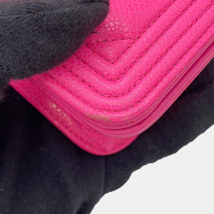 Pre Owned Chanel Chain Wallet Boy Chevron Coco Mark V Stitch