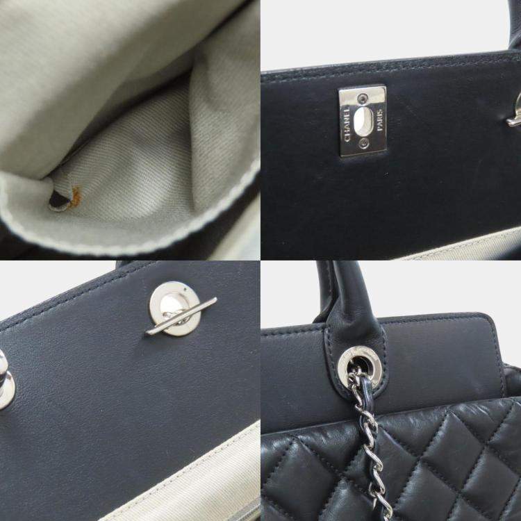 Pre Owned Chanel Matelasse Black Leather Tote