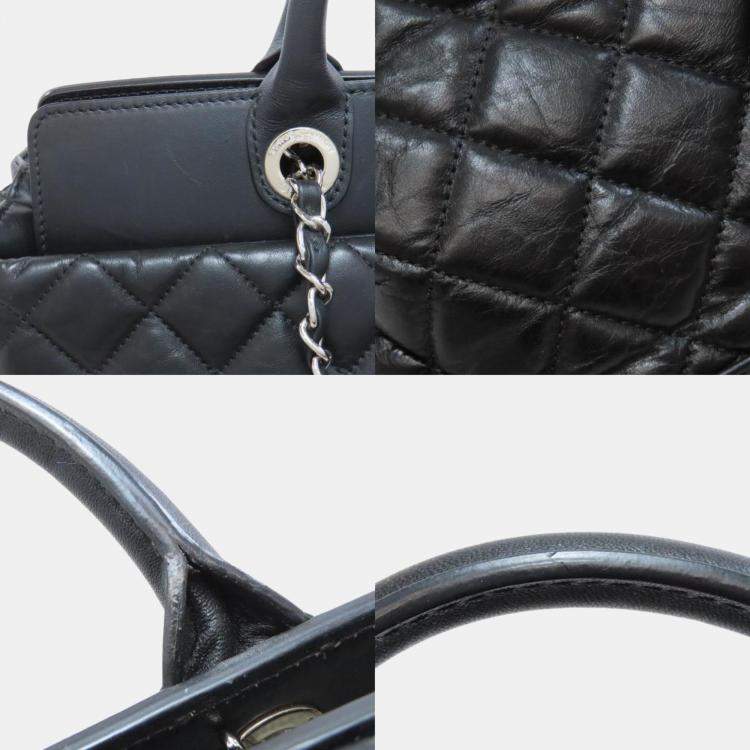 Pre Owned Chanel Matelasse Black Leather Tote