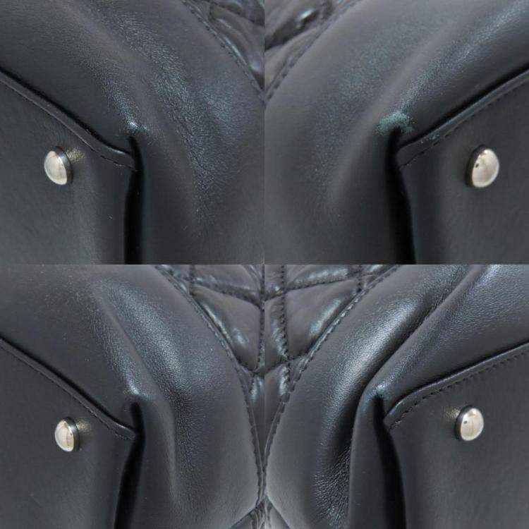 Pre Owned Chanel Matelasse Black Leather Tote