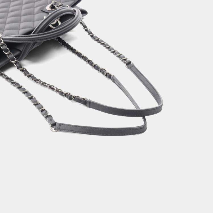 Pre Owned Chanel Matelasse Black Leather Tote 