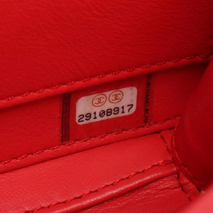 Pre Owned Chanel Filigree Small Red Leather Shoulder Bag