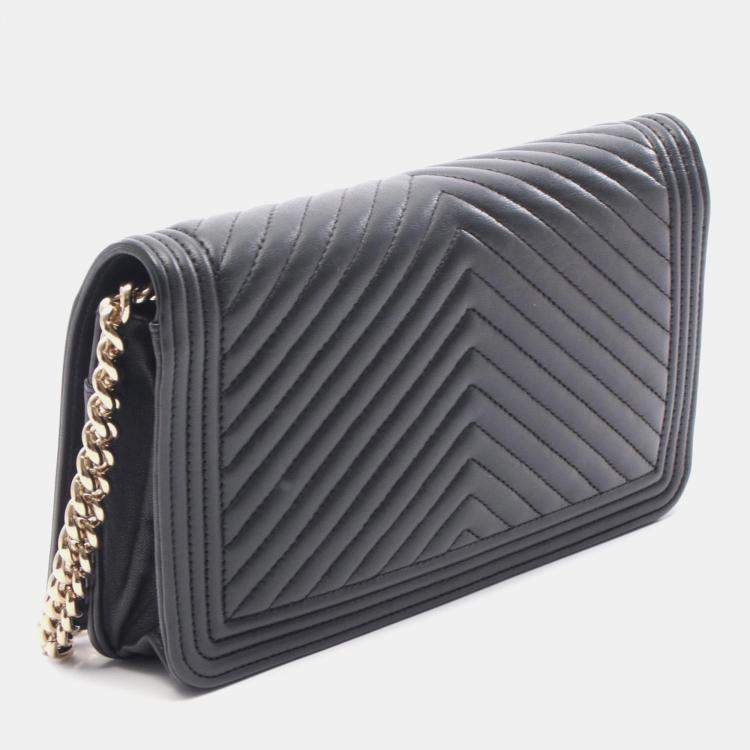 Pre Owned Chanel Boy Black Leather Crossbody Bag