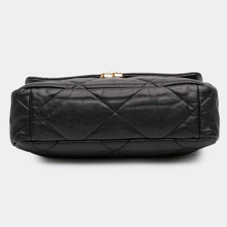 Pre Owned Chanel Black Large Lambskin 19 Flap