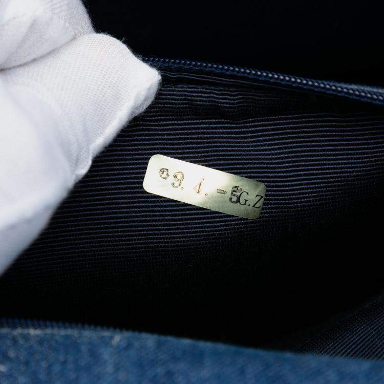 Pre Owned Chanel Blue CC Denim Kelly Top Handle Bag