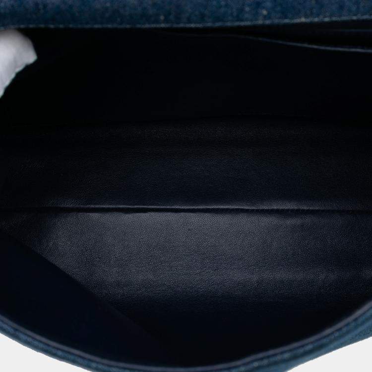 Pre Owned Chanel Blue CC Denim Kelly Top Handle Bag