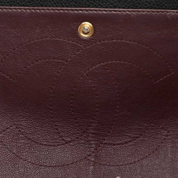 مملوكة مسبقًا حقيبة شانيل جامبو كلاسيك جلد كافيار أسود مبطن بقلاب مزدوج