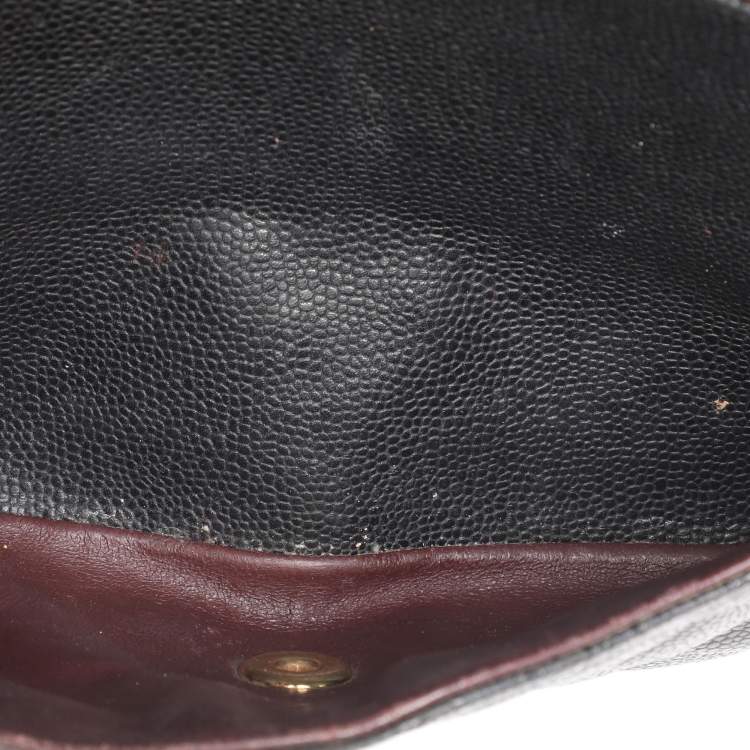 مملوكة مسبقًا حقيبة شانيل جامبو كلاسيك جلد كافيار أسود مبطن بقلاب مزدوج