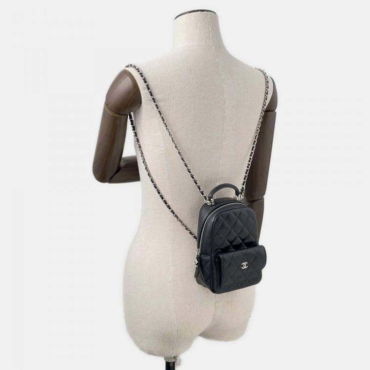 Pre Owned Chanel Matelasse Timeless Classics Black Caviar Leather Backpack 