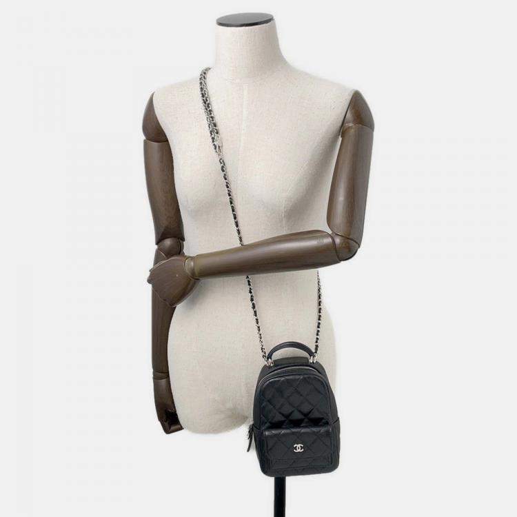 Pre Owned Chanel Matelasse Timeless Classics Black Caviar Leather Backpack 