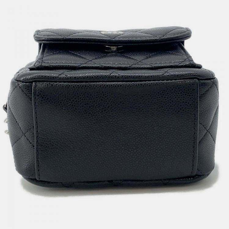 Pre Owned Chanel Matelasse Timeless Classics Black Caviar Leather Backpack 