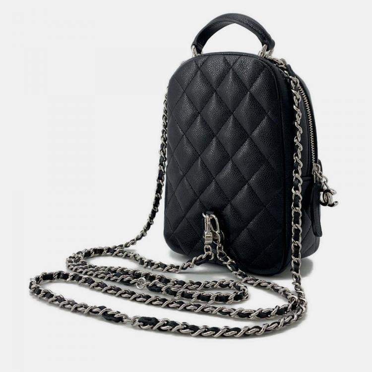 Pre Owned Chanel Matelasse Timeless Classics Black Caviar Leather Backpack 