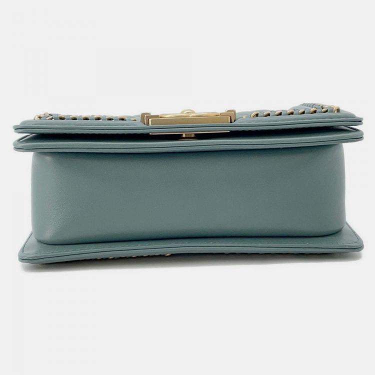 Pre Owned Chanel Boy Chanel Blue/Green Lambskin Size 20