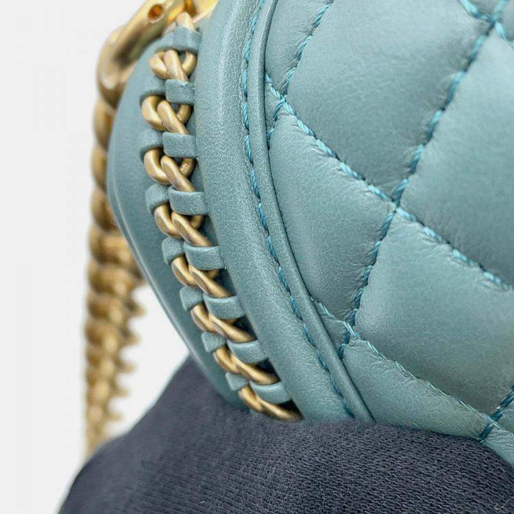 Pre Owned Chanel Boy Chanel Blue/Green Lambskin Size 20