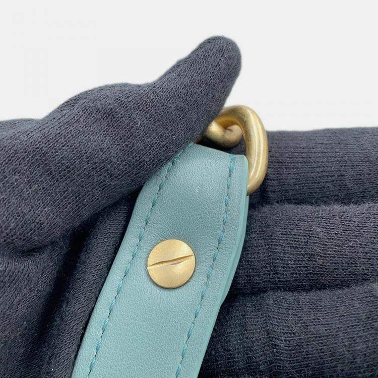 Pre Owned Chanel Boy Chanel Blue/Green Lambskin Size 20