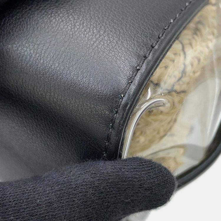 Pre Owned Chanel Matelasse 2-Way Tote Transparent/Black/Beige Plastics Leather Raffia