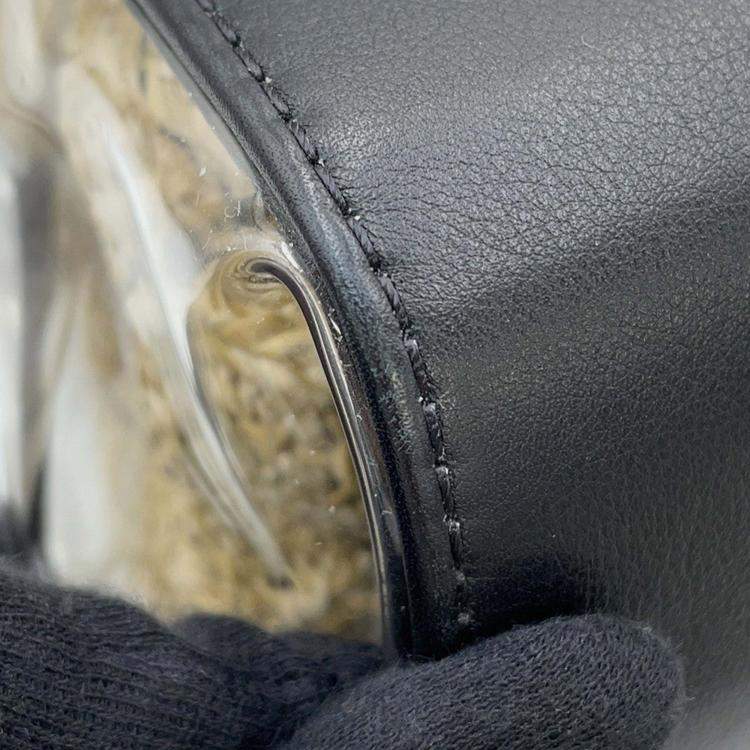 Pre Owned Chanel Matelasse 2-Way Tote Transparent/Black/Beige Plastics Leather Raffia