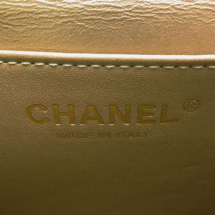 Pre Owned Chanel Matelasse Clear Pearl Shoulder Bag Gold Goatskin Leather