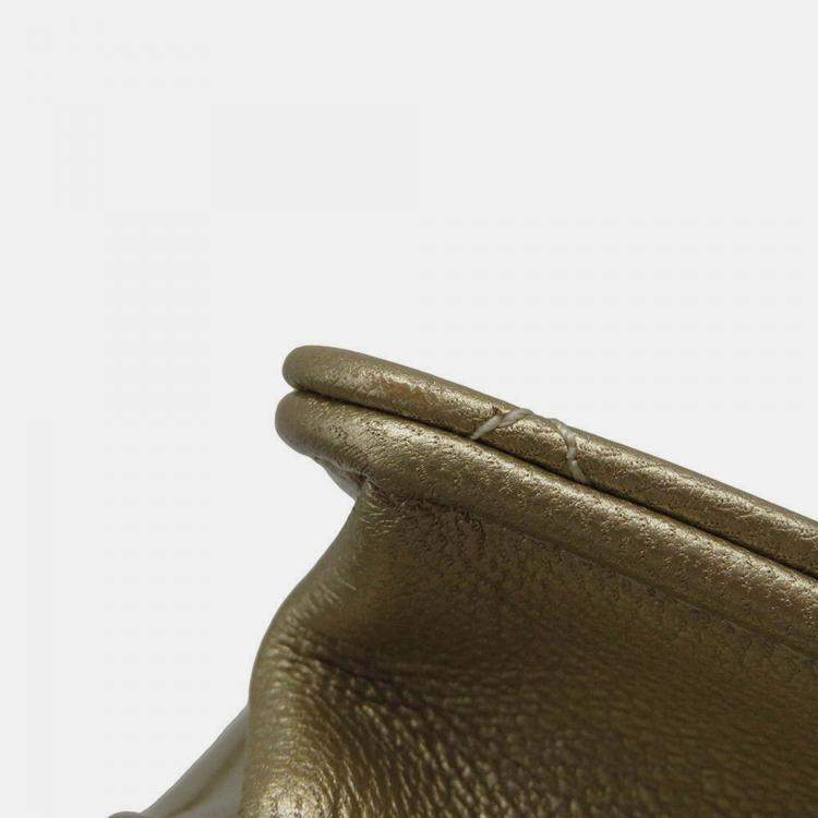 Pre Owned Chanel Matelasse Clear Pearl Shoulder Bag Gold Goatskin Leather