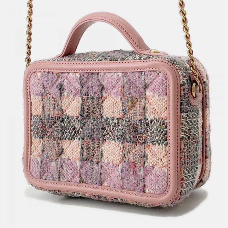 Pre Owned Chanel Ccfiligree Vanity Bag Pink/Multicolor Tweed Leather Size Small