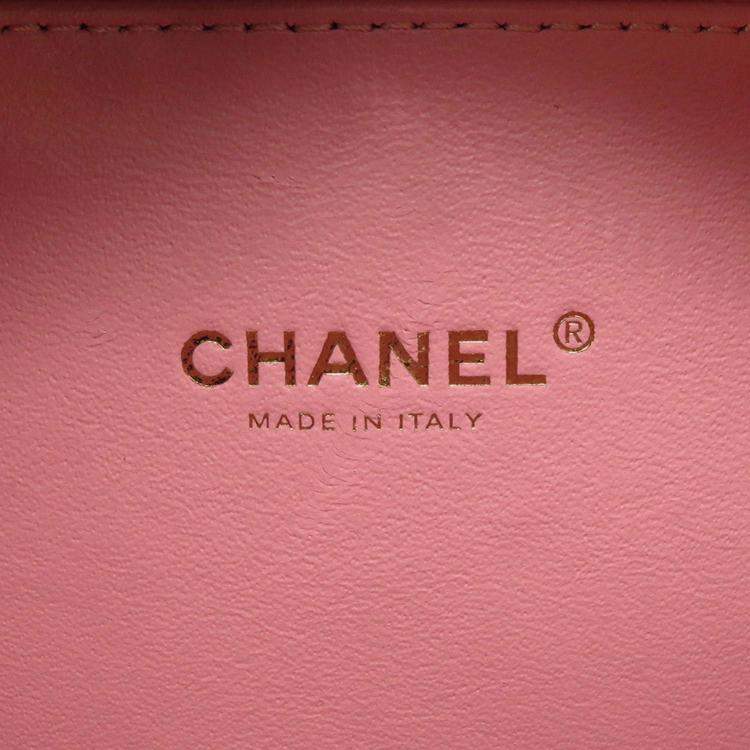 Pre Owned Chanel Ccfiligree Vanity Bag Pink/Multicolor Tweed Leather Size Small