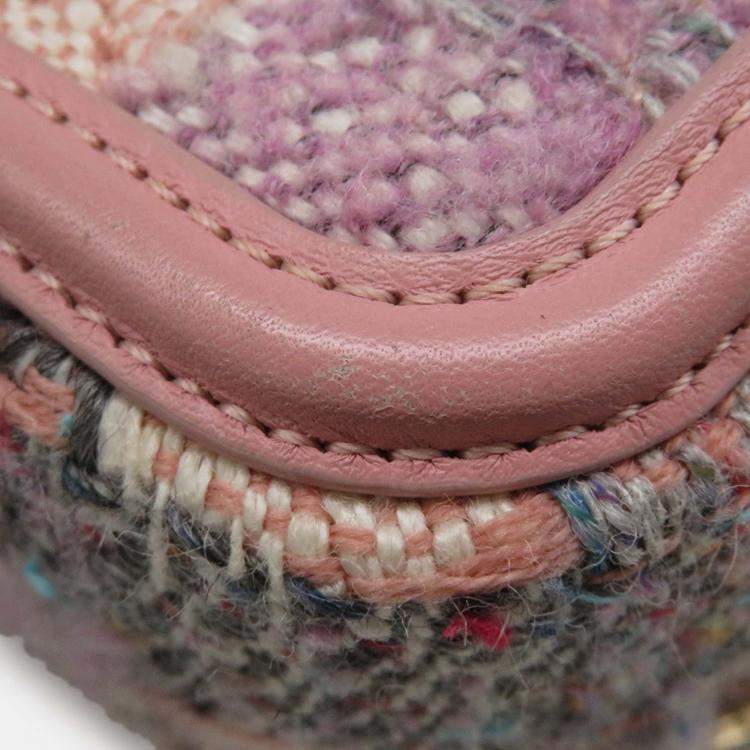 Pre Owned Chanel Ccfiligree Vanity Bag Pink/Multicolor Tweed Leather Size Small