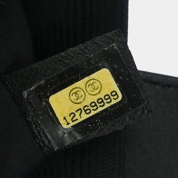 Pre Owned Chanel Black Jacquard Nylon Travel Line Tote Handbag