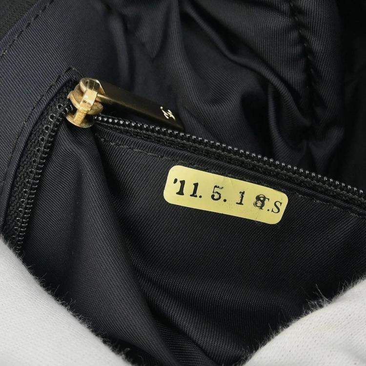 Pre Owned Chanel Black Jacquard Nylon Travel Line Tote Handbag